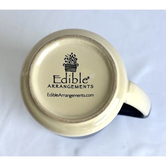 Edible Arrangements Ceramic Coffee Mug Navy Blue/Cream 16 oz - Picture 7 of 8